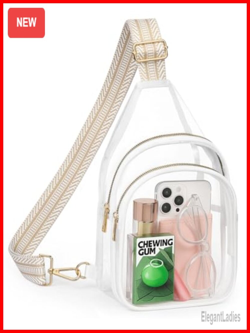 Clear Stadium Approved Crossbody Sling Bag for Concerts, Waterproof PVC Travel